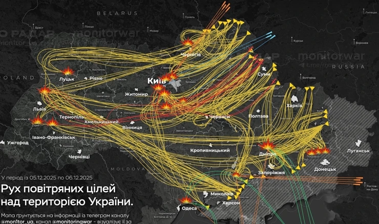 Putanja ruskih dronova i raketa