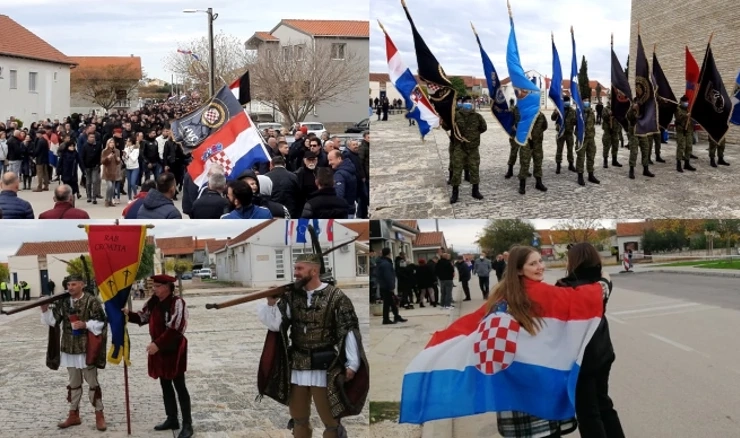 Mnoštvo ljudi u Koloni sjećanja u Škabrnji