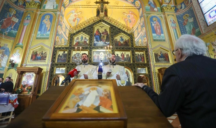  Zagreb: Pravoslavni vjernici na svetoj liturgiji u Sabornom hramu 