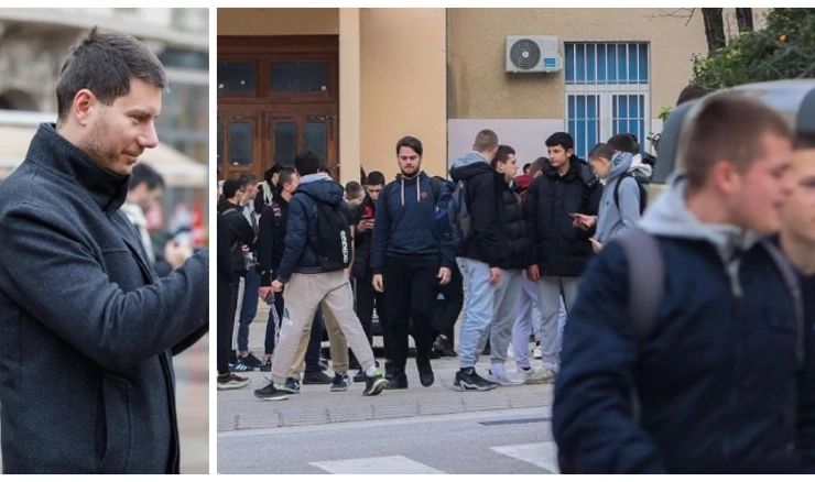 Split: Ispred Pomorske škole učenici  čekali Pernara, u međuvremenu priveden na policiju