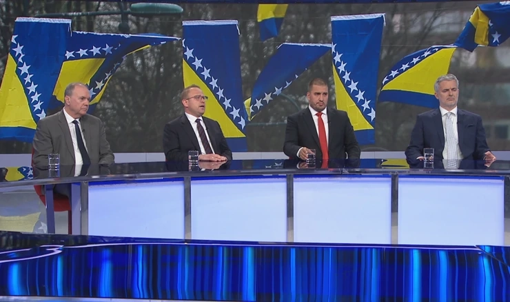 Frano Matušić, Mladen Barać, Haris Zahiragić i Nino Raspudić u Otvorenom