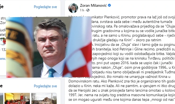 Milanovićeva poruka Plenkoviću
