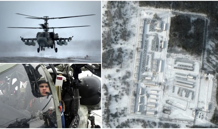 Ruski helikopter Ka-52 "Alligator" i američka snimka ruske vojske raspoređene na zapadu Rusije 