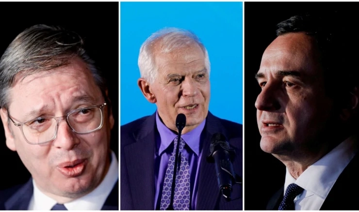 Aleksandar Vučić, Josep Borrell, Albin Kurti 