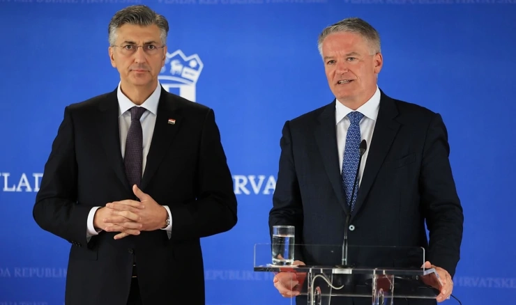 Mathias Cormann i Andrej Plenković u zajedničkoj izjavi za medije 