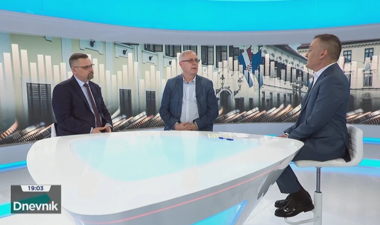 Pomoćnik ministra rada Dražen Opalić i predsjednik Sindikata zaposlenika u hrvatskom školstvu Preporod Željko Stipić 