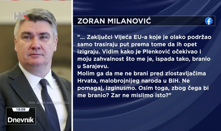 Facebook objava predsjednika Milanovića