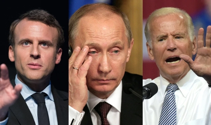 Emmanuel Macron, Vladimir Putin i Joe Biden