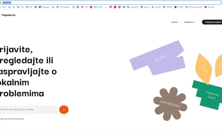 Servisni portal za prijavu komunalnih problema nadležnim službama Popravi.to