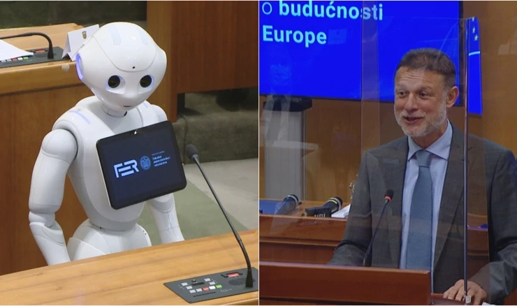 Robot Pepper i Gordan Jandroković, predsjednik Sabora