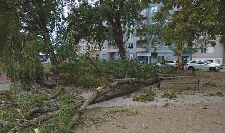 Jak vjetar u Zagrebu rušio stabla