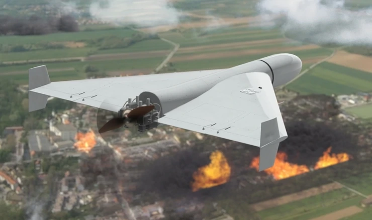 Dron u letu iznad napadnutog područja