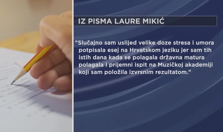 Maturantica Laura Mikić pogriješila je na eseju iz hrvatskog jezika
