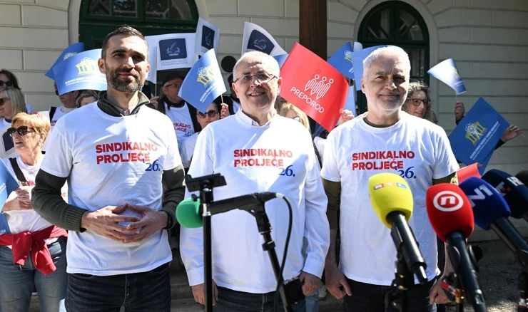 Matija Kroflin, Zeljko Stipic, Zrinko Turalija na konferenciji za novinare u povodu Međunarodnog praznika  