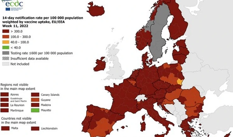 nuevo mapa covid de Europa