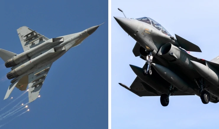 Ilustracija, srbijanski MiG-29 (lijevo), francuski Rafale (desno)