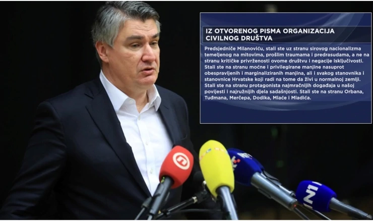 Otvoreno pismo udruga Milanoviću