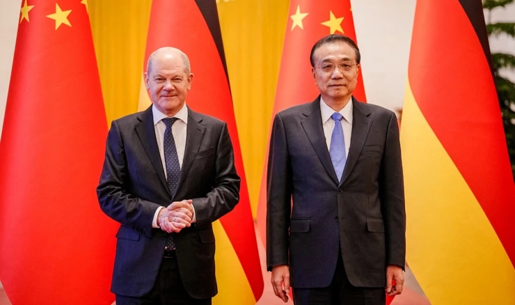 Olaf Scholz i Li Keqiang
