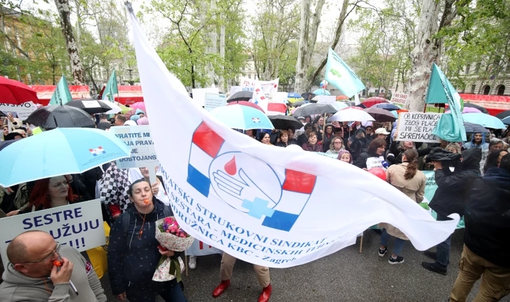 protesta de enfermeras en Zagreb