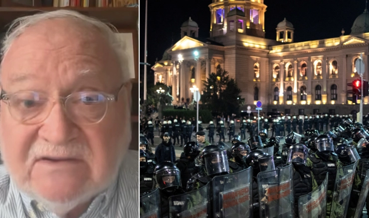 Žarko Korać; policijske snage u blizini parlamenta u Beogradu 