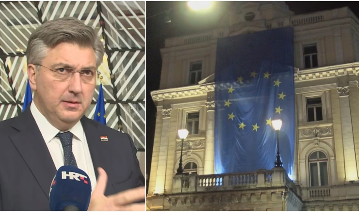 Andrej Plenković; u Sarajevu zastava EU 