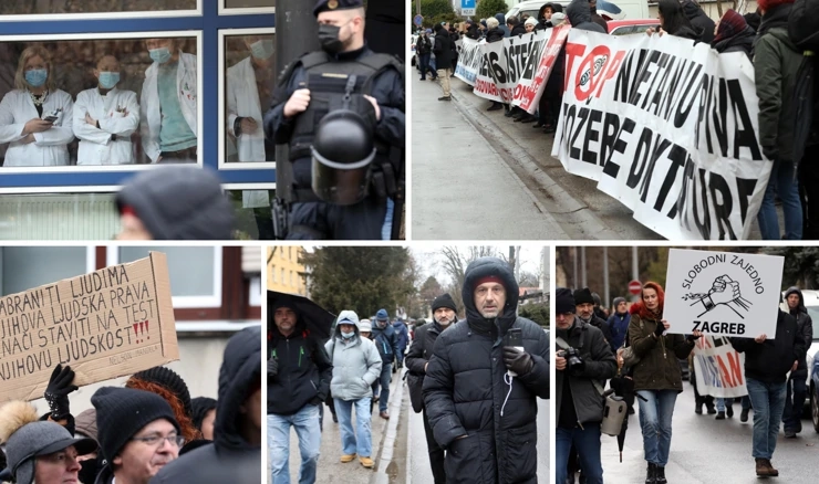 Prosvjed ispred HZJZ-a u Zagrebu