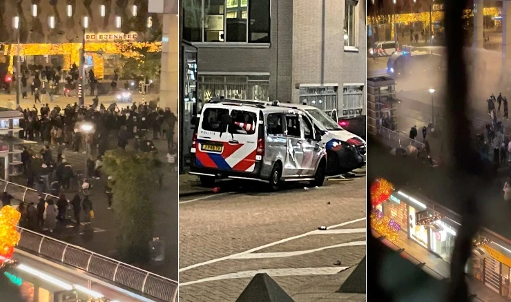  Gomile prosvjednika u lučkom gradu Rotterdamu palile su automobile i bacale kamenje na policiju