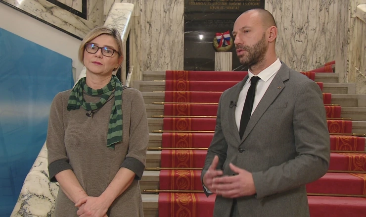 Sandra Benčić iz Kluba zastupnika zeleno-lijevog bloka i Damir Habijan iz Kluba zastupnika HDZ-a