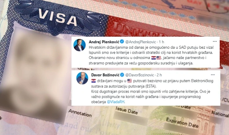 Ukinute su vize za ulazak građana Hrvatske u SAD.