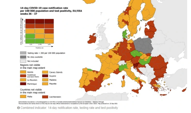 ECDC je objavio novu koronakartu prem akojoj je Hrvatska u crvenom.
