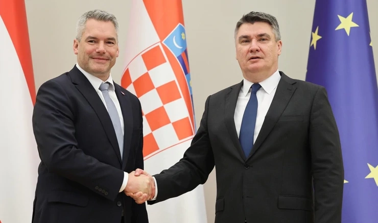 Hrvatski predsjednik Zoran Milanović primio je austrijskog kancelara Karla Nehammera