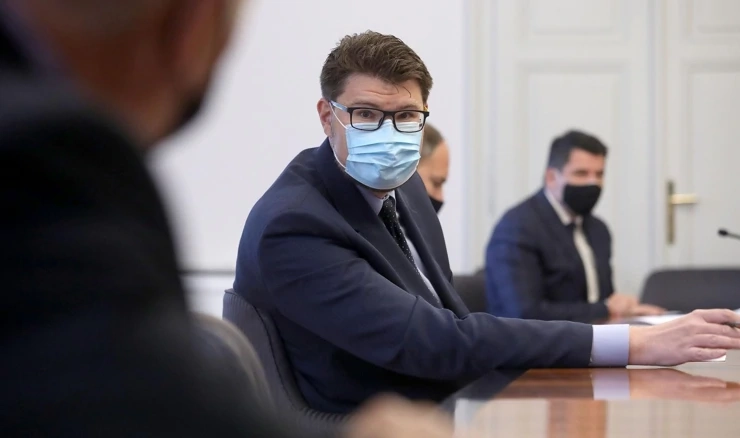 Peđa Grbin na sastanku oporbe u Saboru, 28.4.2021. 