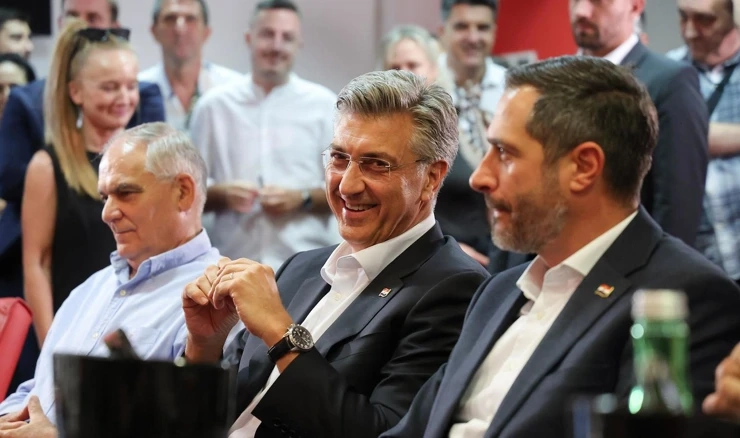 Andrej Plenković i Tonči Glavina na otvorenju Europskog prvenstva u ragbiju 24. srpnja 2026.