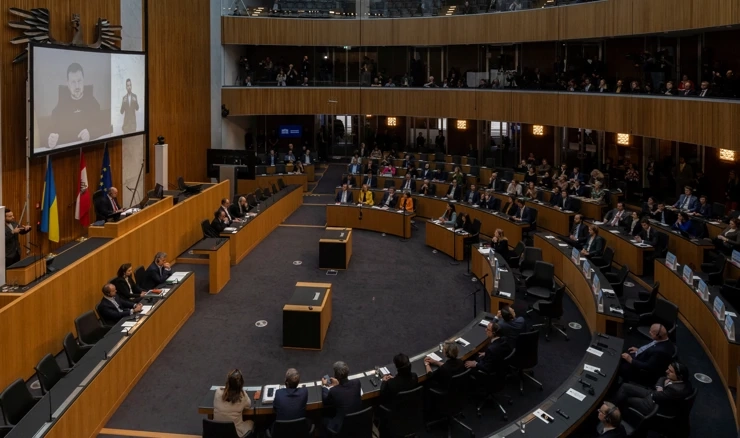 Ukrajinski predsjednik putem videoveze obratio se austrijskom parlamentu