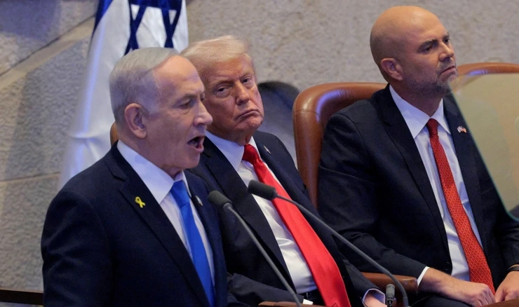 Benjamin Netanyahu i Donald Trump u Knessetu